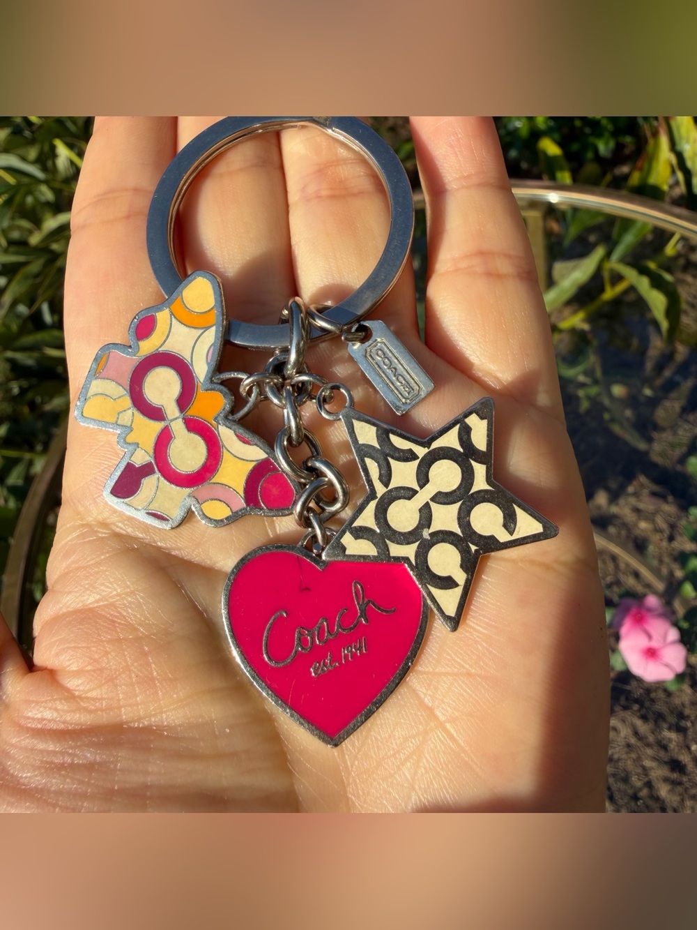 Vintage Coach Star Butterfly Heart Key Fob Keychain Key Ring Charm